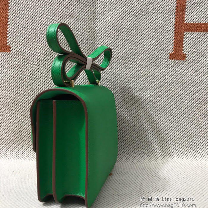 HERMES愛馬仕 H空姐包 進口原廠EP皮 頂級蜜蠟製作 街拍必備單品 竹子綠金銀 單肩斜挎包  Ama1557